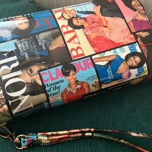 Michelle Obama Magazine Cover Print Clutch Wristlet - Multicolor